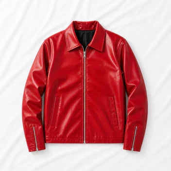 Red Leather Jacket for Unisex | Premium Faux Leather Biker Edition | Blckout