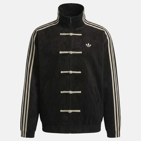 Black CNY Jacket for Men | Traditional Knot Design Chinese New Year Streetwear | Blckout
