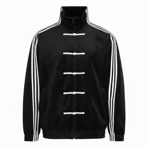 Blckout Women's Black CNY Jacket Flat Lay – Adidas Chinese New Year Inspired Knot Tang Jacket