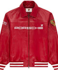 red Porsche leather jacket - casual streetwear look