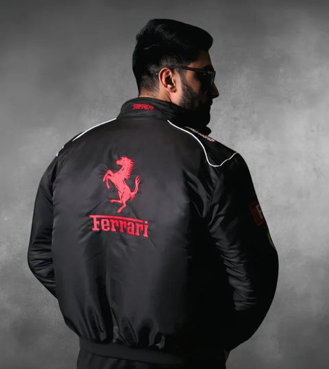 Black F1 Ferrari Racing Jacket – Premium Motorsport Streetwear | Blckout