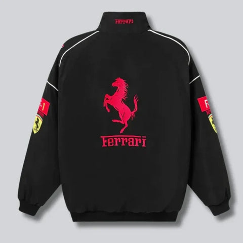 Black F1 Ferrari Racing Jacket – Premium Motorsport Streetwear | Blckout