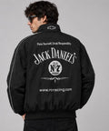 Back view showing high-definition prints on the jack daniels whiskey graphic jacket