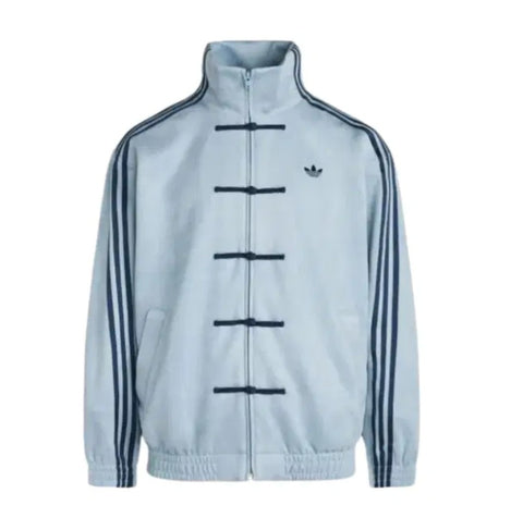 Sky Blue CNY Jacket India — Chinese Knot Luxury Suede Jacket| Blckout