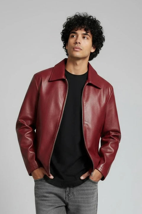 Maroon Faux Leather Jacket – Stylish Streetwear Outerwear for Unisex | Blckout
