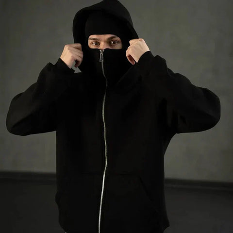 Black Balaclava Hoodie – Stealth Comfort Edition | Blckout