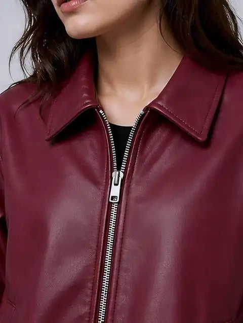 Premium Faux Maroon Leather Jacket - Affordable Slim Fit Outerwear | Blckout