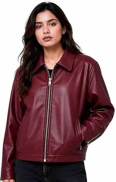 Premium Faux Maroon Leather Jacket - Affordable Slim Fit Outerwear | Blckout