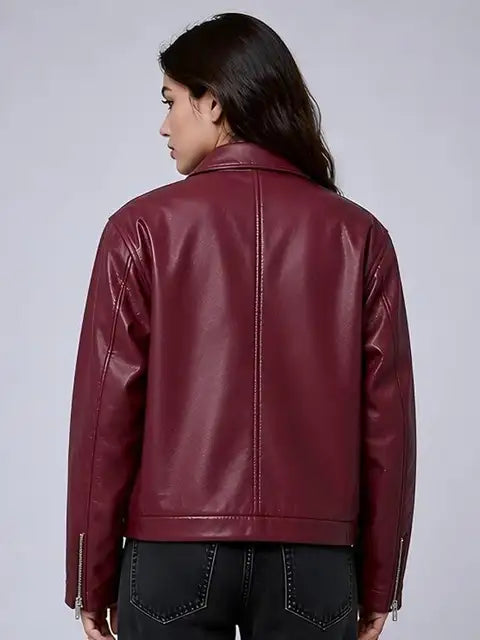 Premium Faux Maroon Leather Jacket - Affordable Slim Fit Outerwear | Blckout