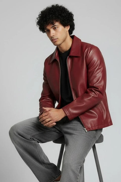 Maroon Faux Leather Jacket – Stylish Streetwear Outerwear for Unisex | Blckout